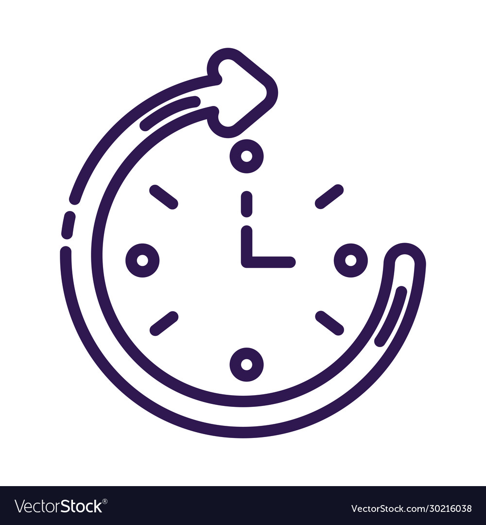 Time clock with arrow around line style icon vector image Time clock with arrow around line style icon