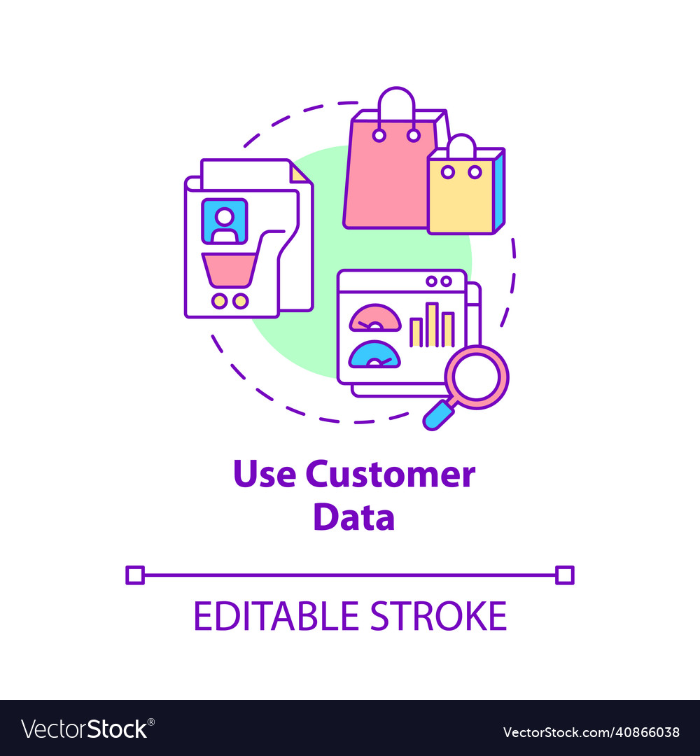 Use customer data concept icon vector image Use customer data concept icon