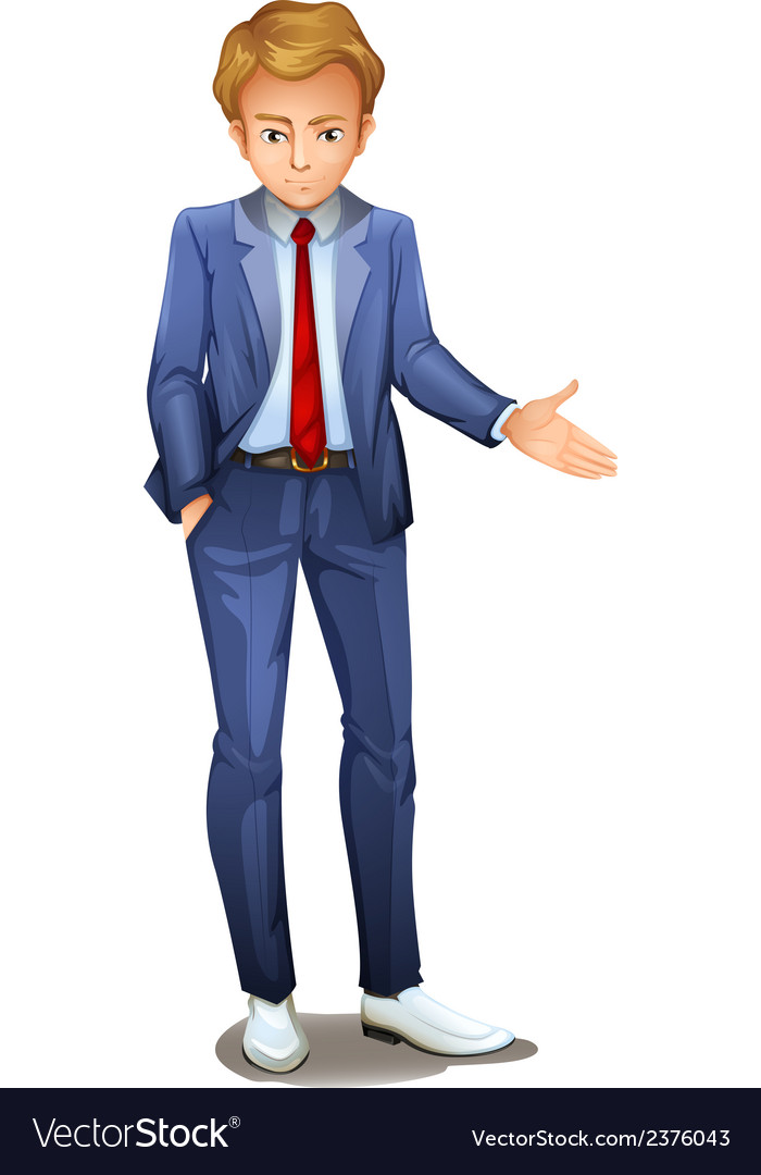 A businessman standing wearing formal attire Vector Image