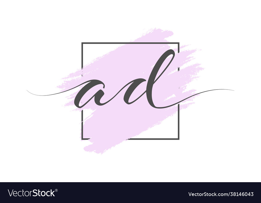 Calligraphic lowercase letters ad on a colored