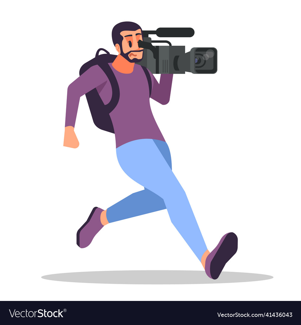 Camera operator with recording equipment Vector Image Camera operator with recording equipment