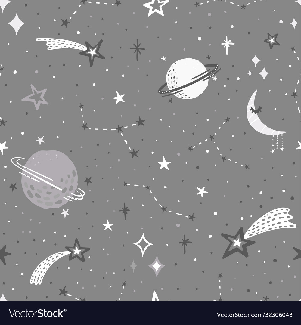 Childish seamless pattern with hand drawn elements