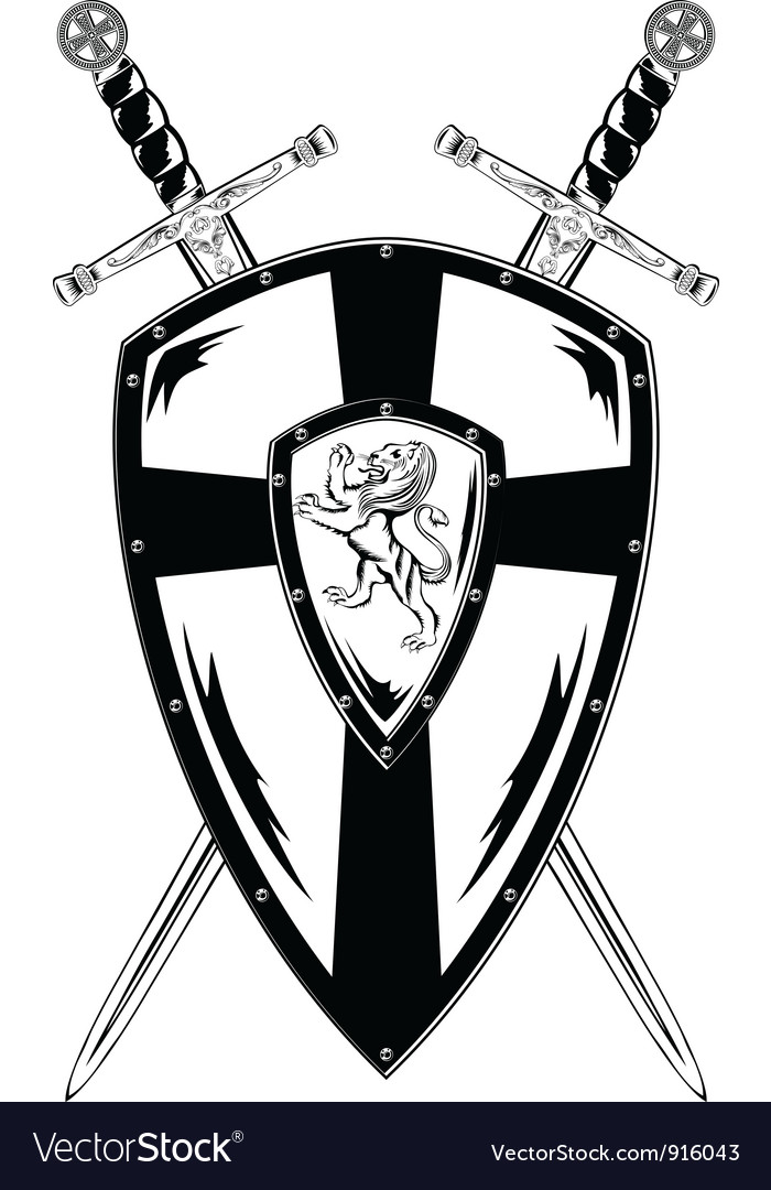 crossed swords and board royalty free vector image