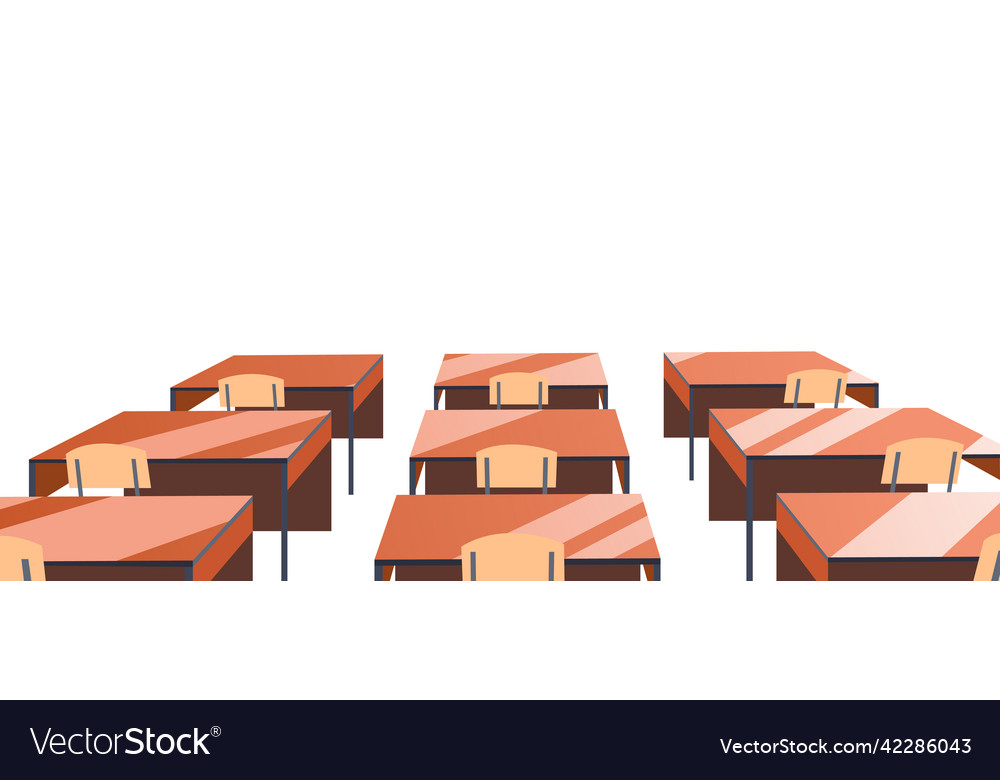 Empty school class room with table set vector image Empty school class room with table set