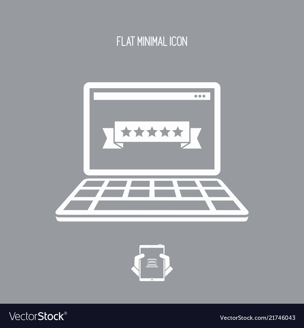 Five stars rating computer - flat minimal icon vector image Five stars rating computer - flat minimal icon