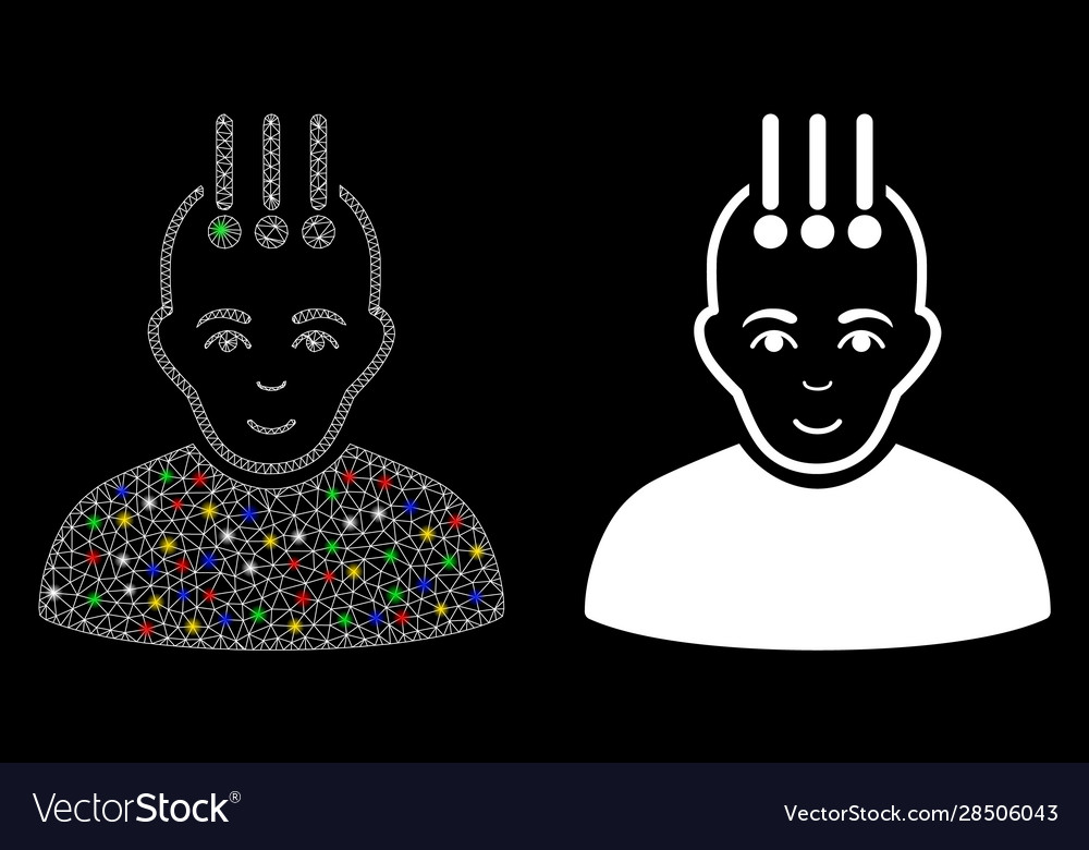 Flare mesh 2d neural interface icon with vector image Flare mesh 2d neural interface icon with