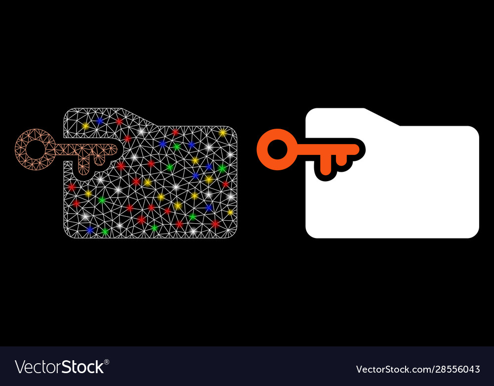 Flare mesh carcass folder access key icon vector image Flare mesh carcass folder access key icon