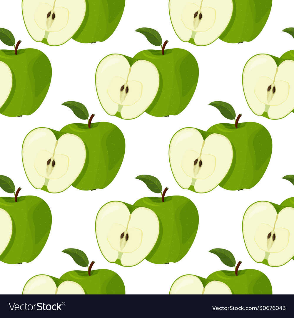 Fresh green apples seamless patter summer bright Vector Image