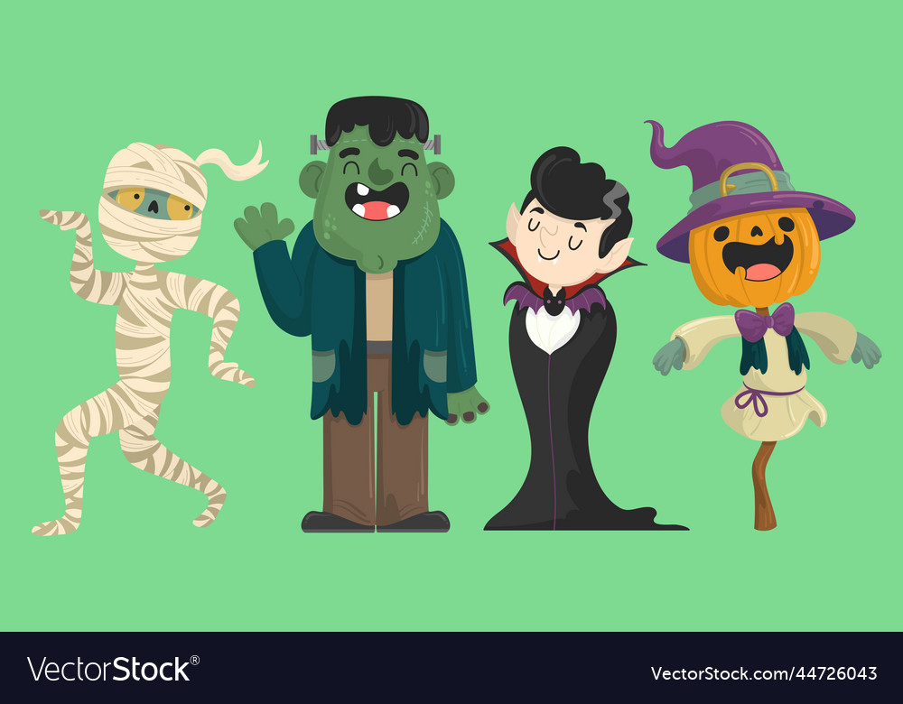 Hand drawn halloween character collection design