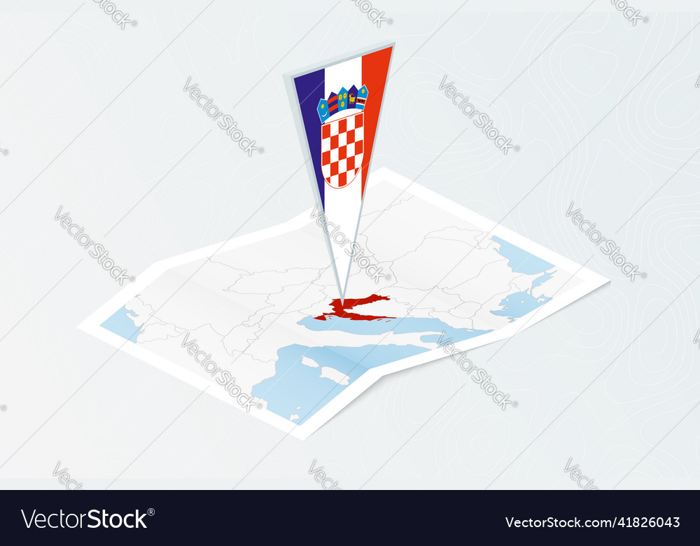 Isometric paper map of croatia with triangular