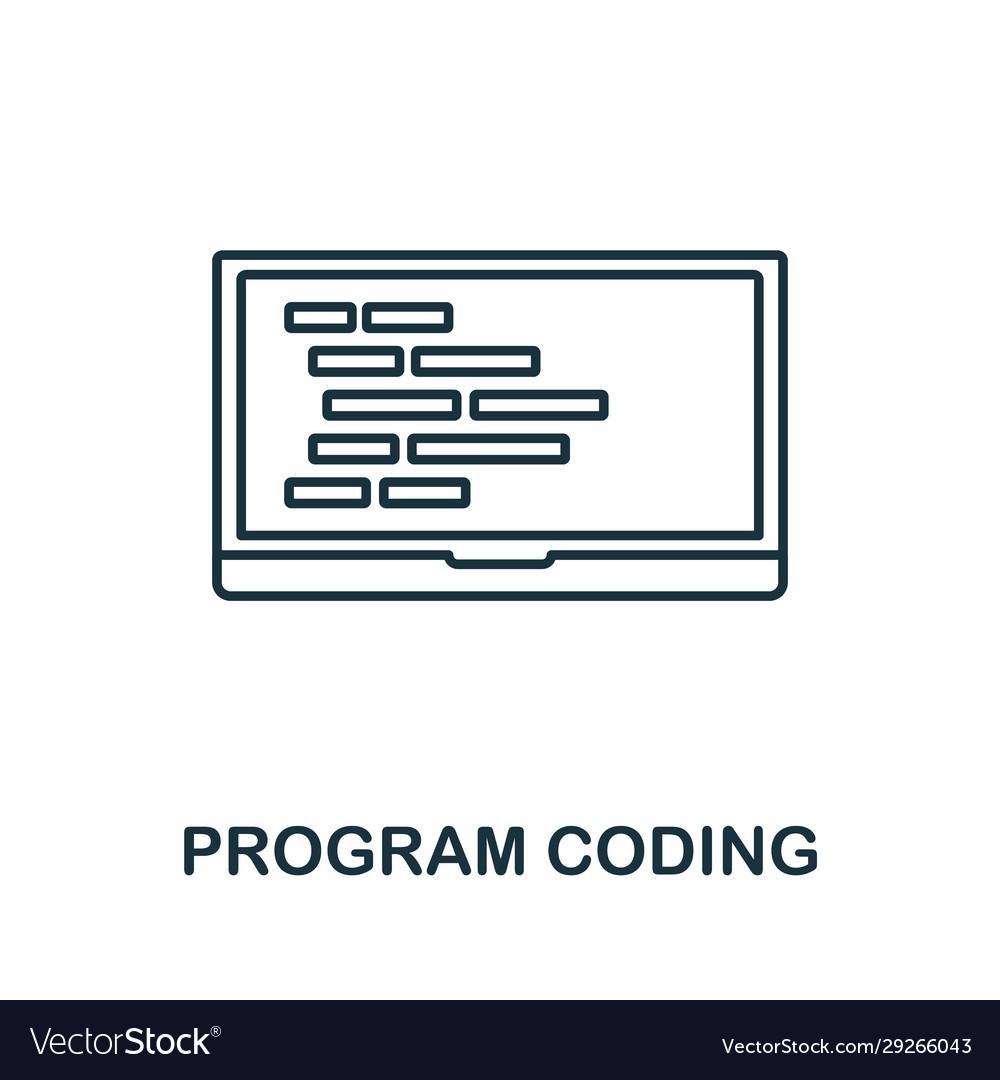 Laptop coding line icon thin design style from