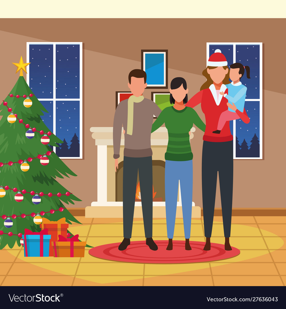 Merry christmas design with avatar people Vector Image