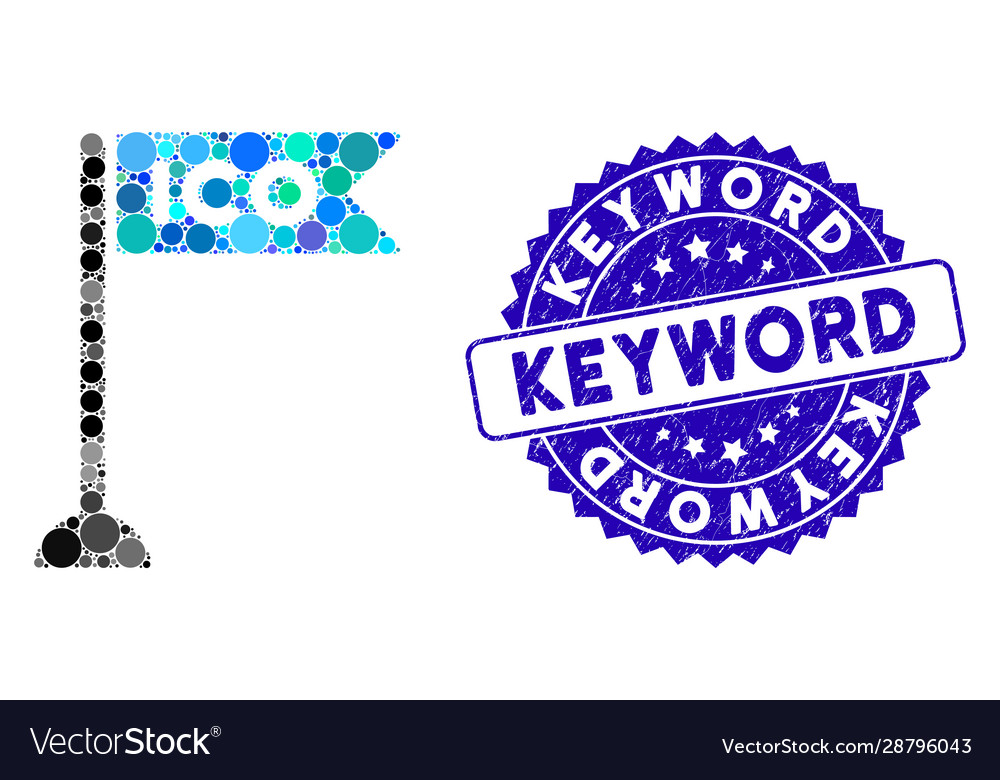 Mosaic ico flag marker icon with grunge keyword