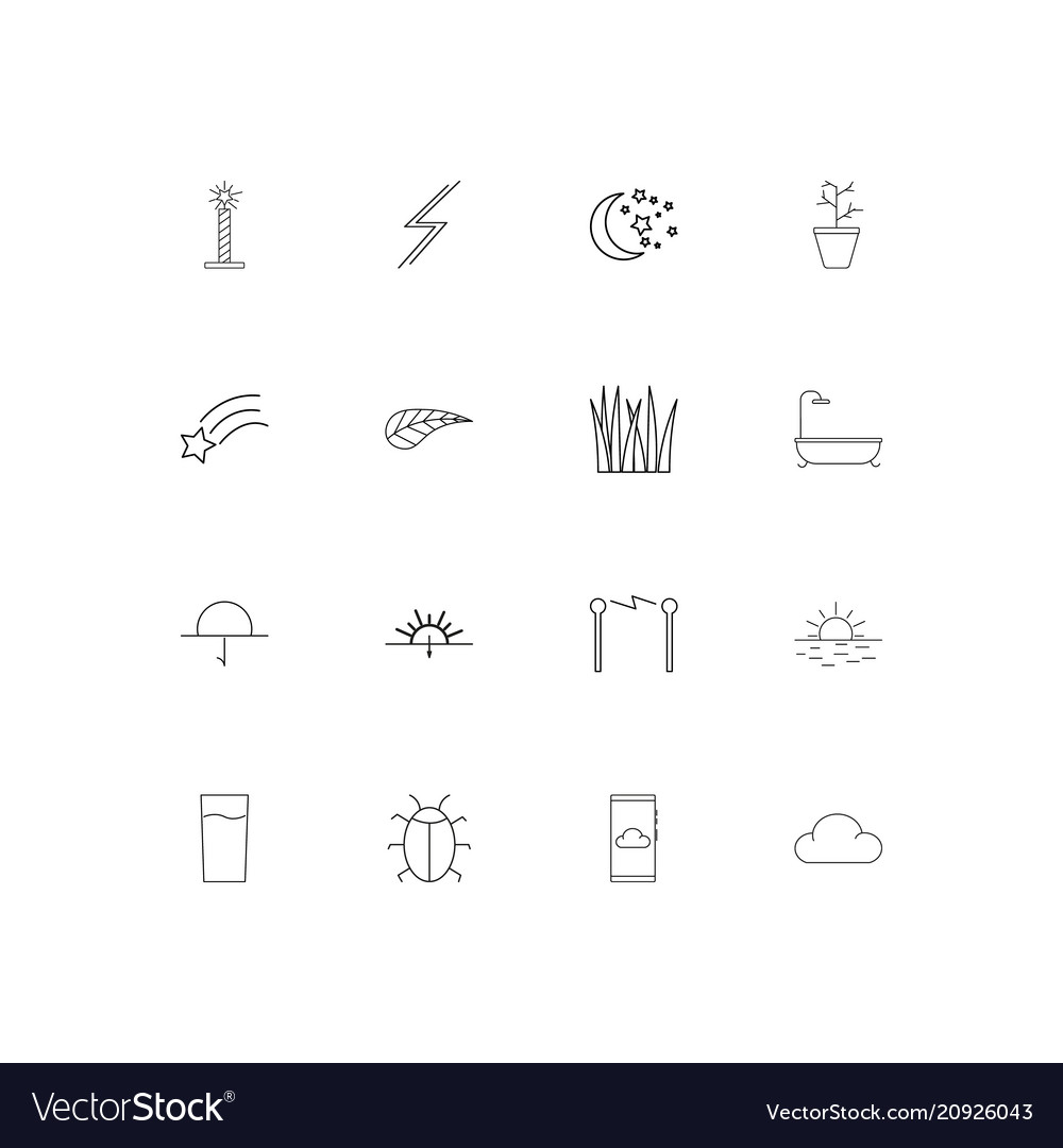 Nature linear thin icons set outlined simple