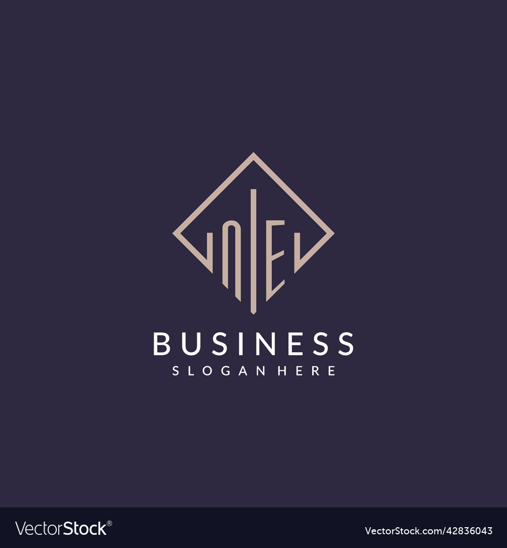 Ne initial monogram logo with rectangle style Vector Image