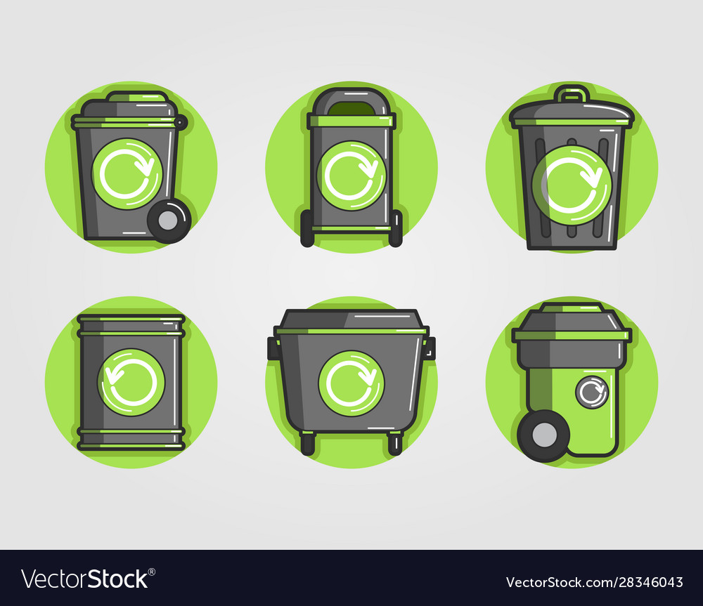 Recycling trash container set
