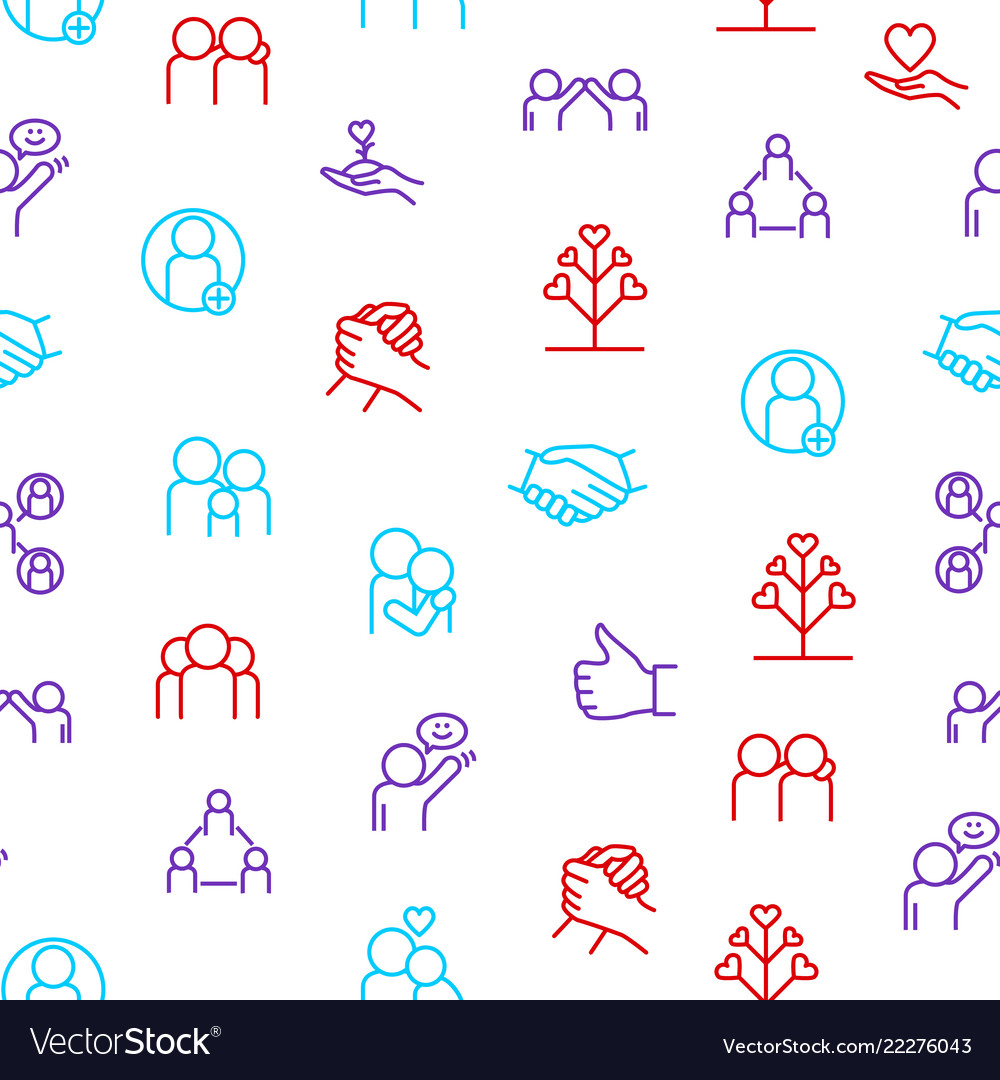 Relations and emotions thin line seamless pattern vector image Relations and emotions thin line seamless pattern
