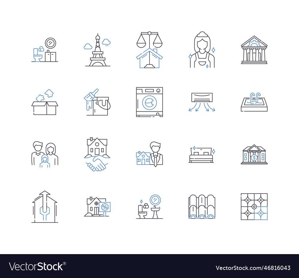 Room refreshing line icons collection declutter vector image Room refreshing line icons collection declutter
