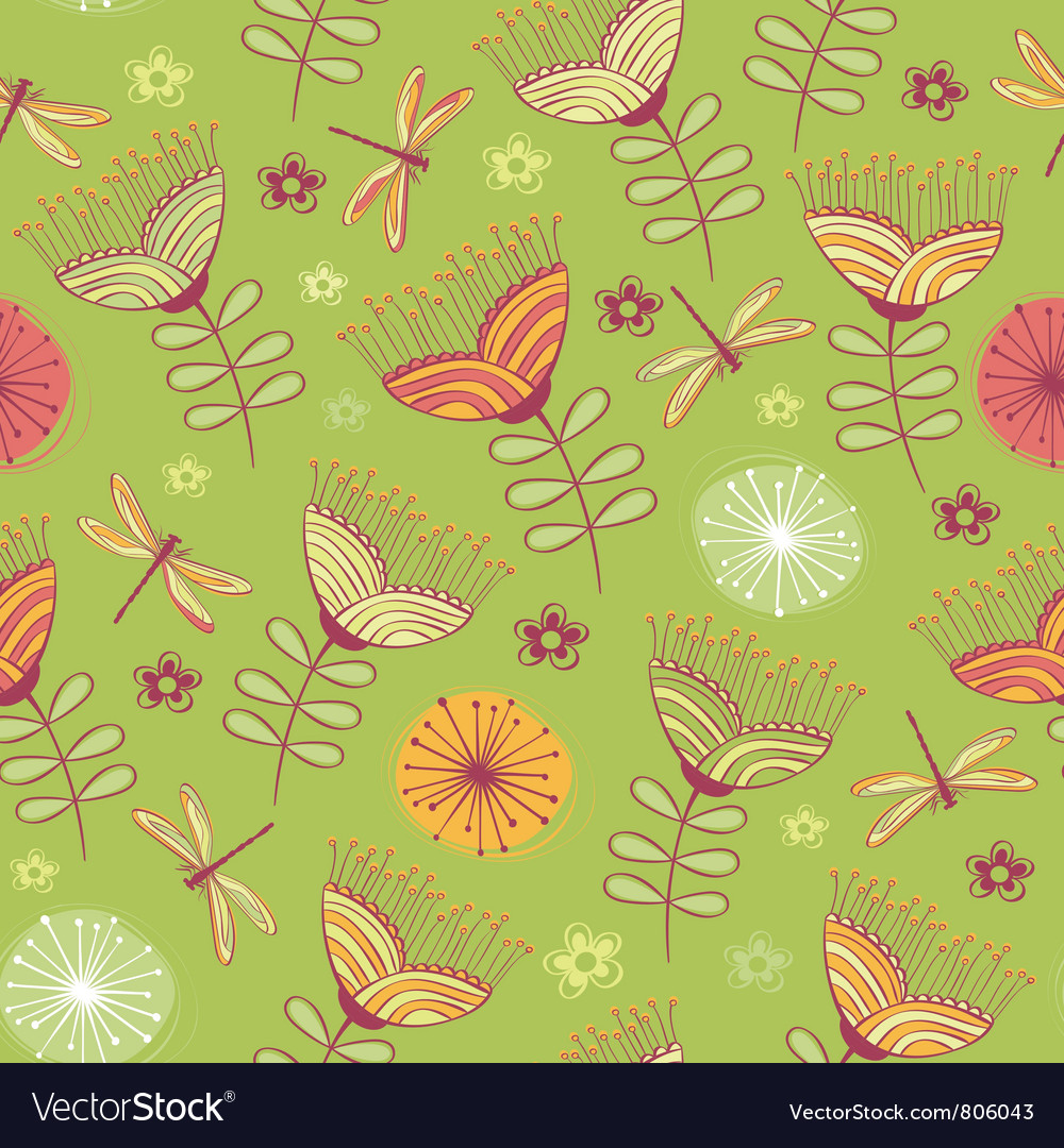 Seamless vintage flower pattern background Vector Image