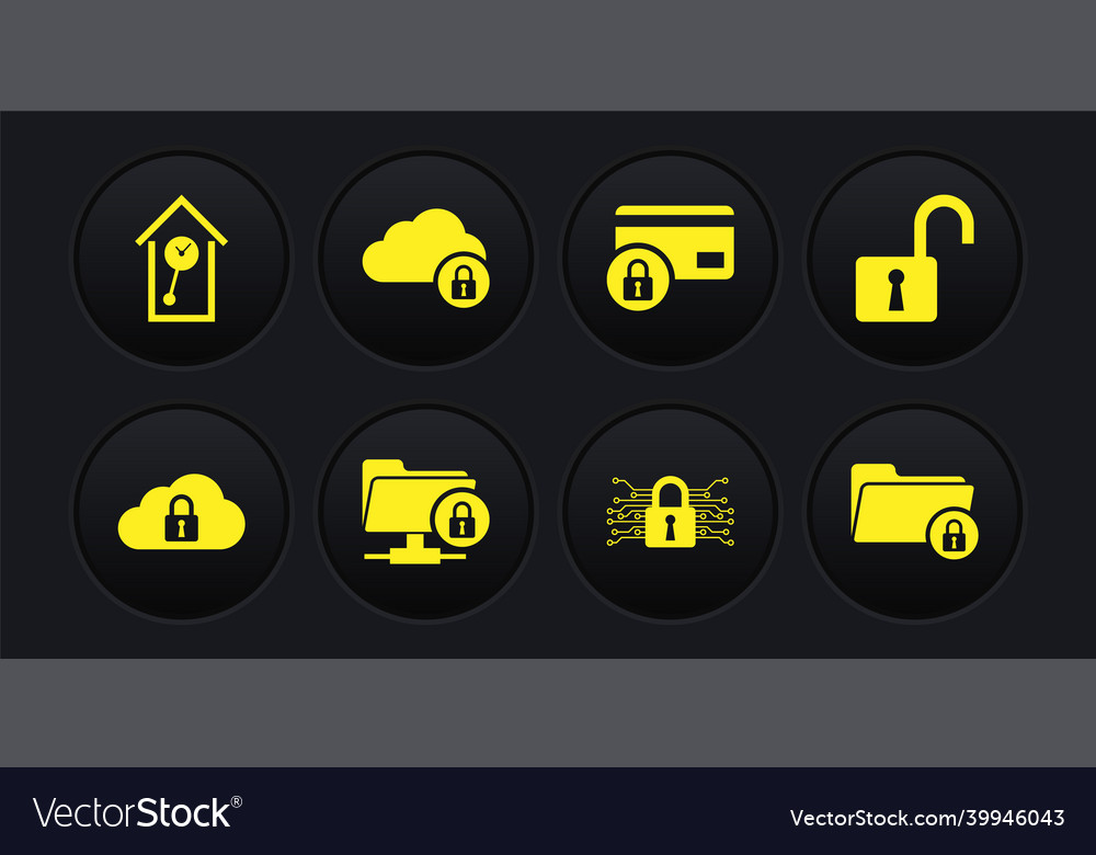 Set cloud computing lock open padlock ftp folder Vector Image Set cloud computing lock open padlock ftp folder