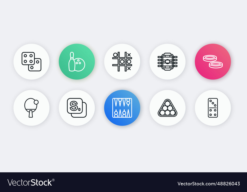 Set line backgammon board checker game chips vector image Set line backgammon board checker game chips