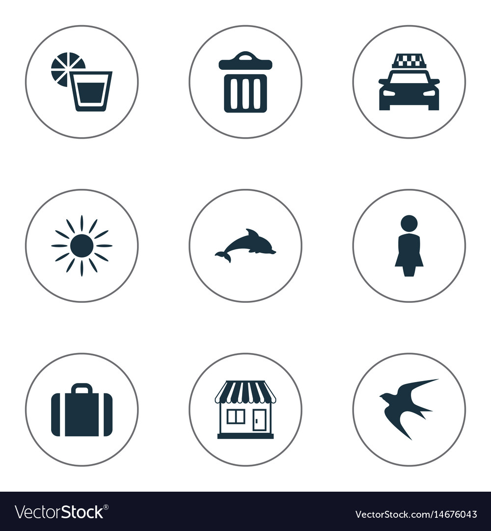 Set of simple seaside icons