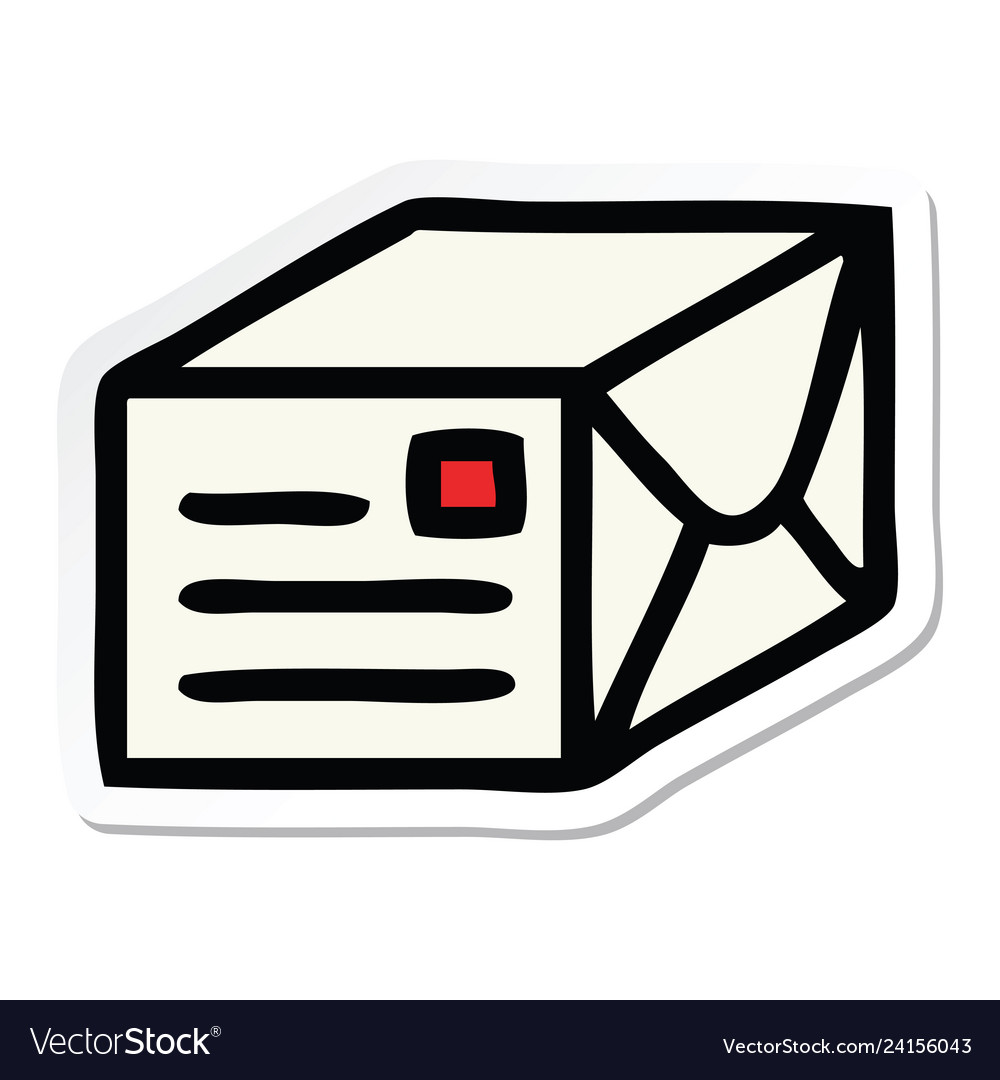 Sticker of a cute cartoon paper parcel Royalty Free Vector