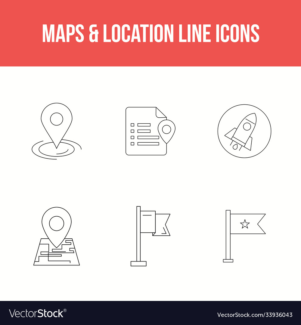 Unique icon set maps location line icons