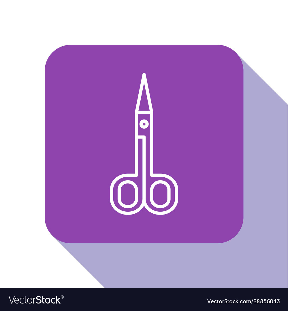 White line scissors icon isolated on