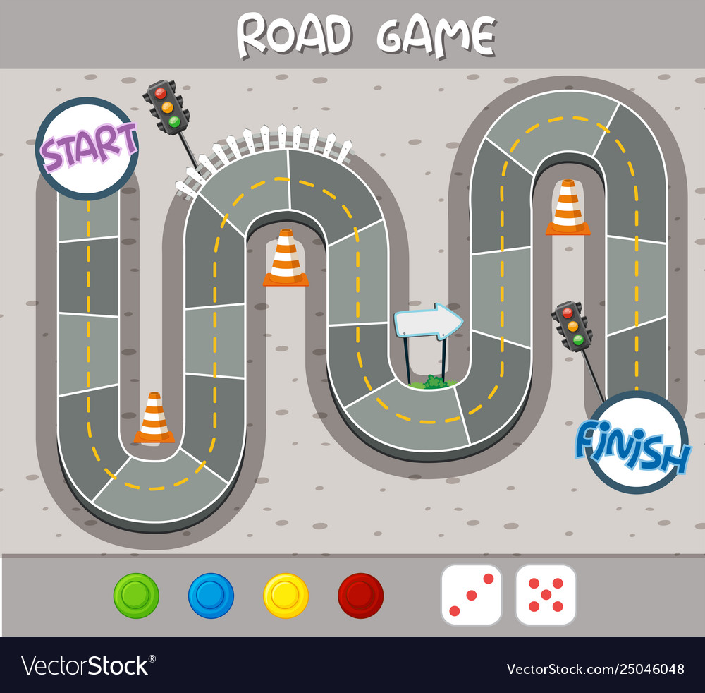 A road board game template Royalty Free Vector Image