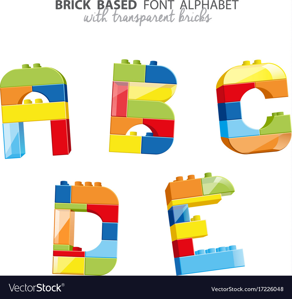 Alphabet created from playing bricks with some Vector Image