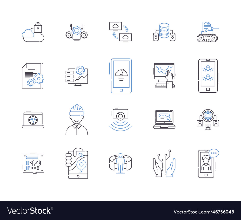 Automation tech outline icons collection vector image Automation tech outline icons collection