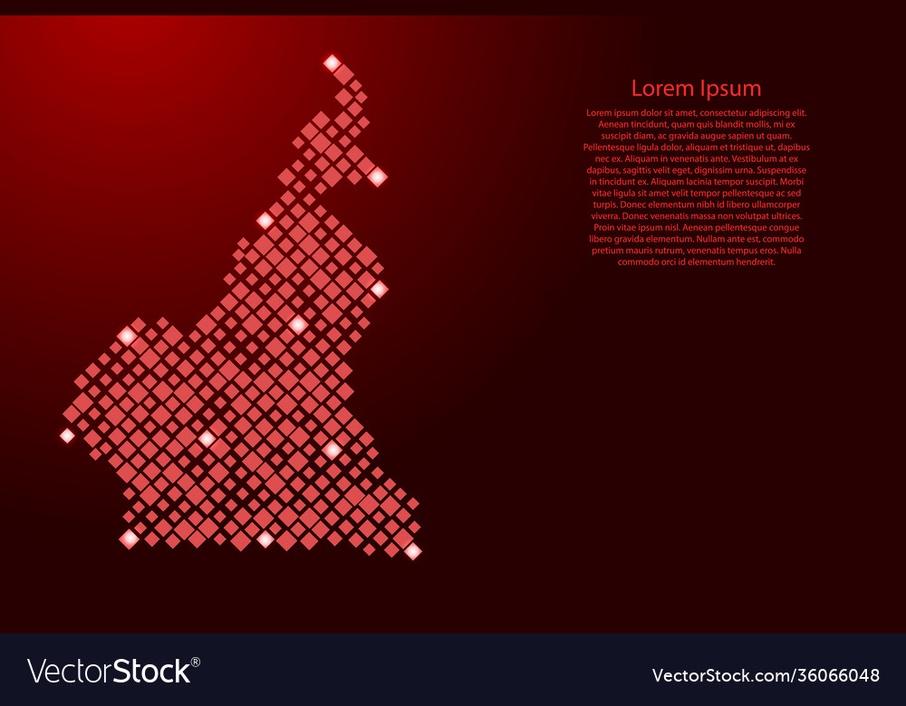 Cameroon map from red pattern rhombuses vector image Cameroon map from red pattern rhombuses