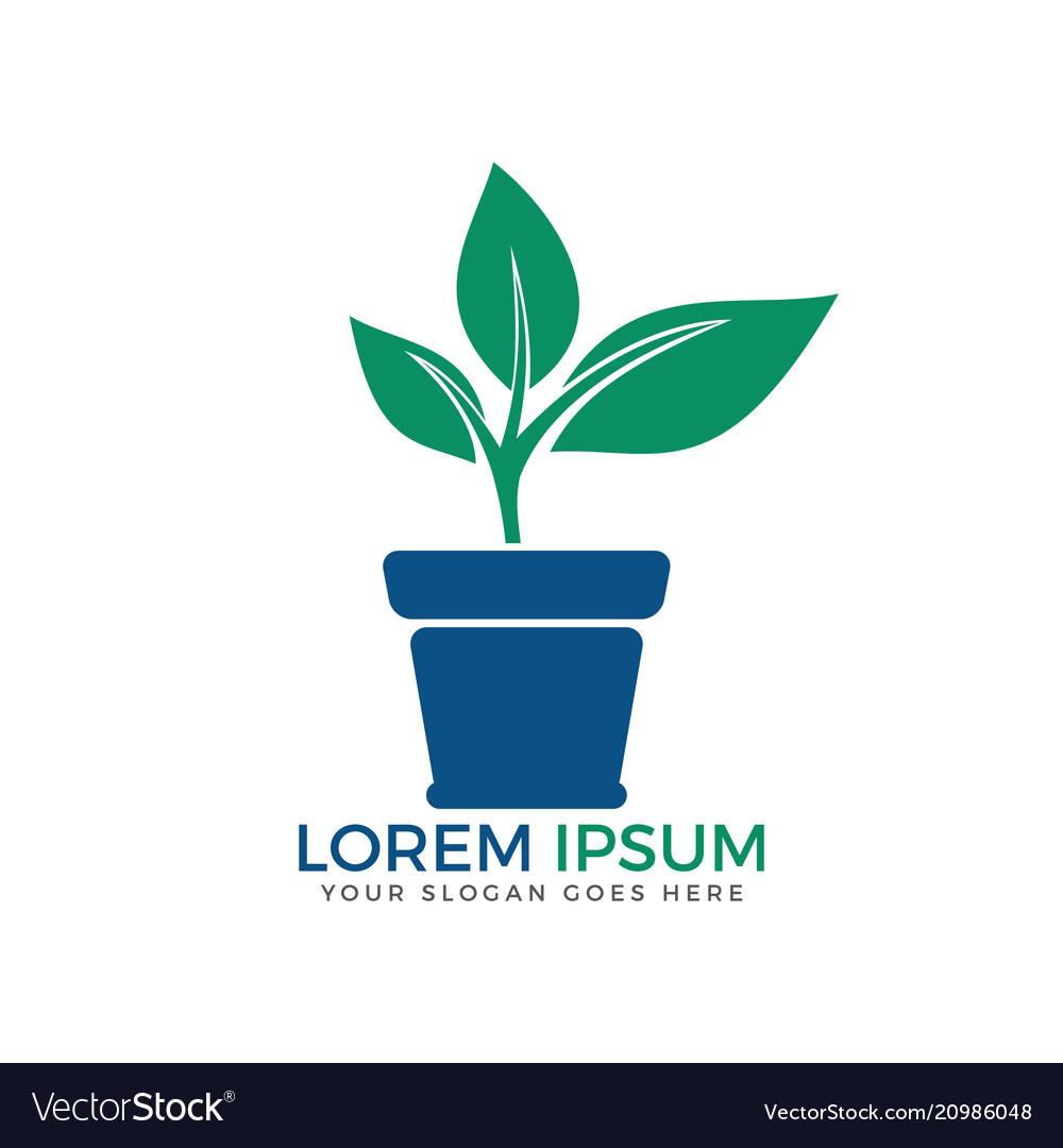 Flower pot and plant logo