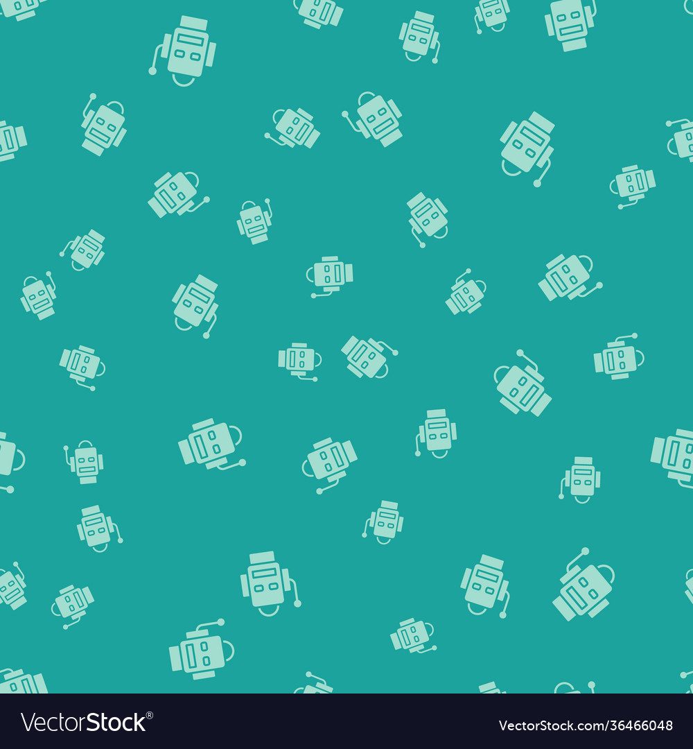 Green robot icon isolated seamless pattern vector image Green robot icon isolated seamless pattern