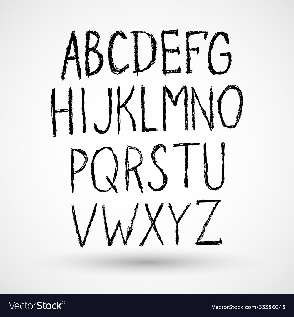 Hand drawn alphabet black font letters