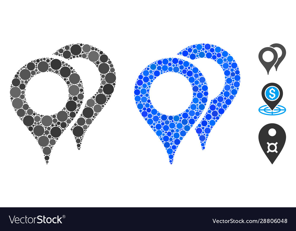 Map pointers mosaic icon circles vector image Map pointers mosaic icon circles
