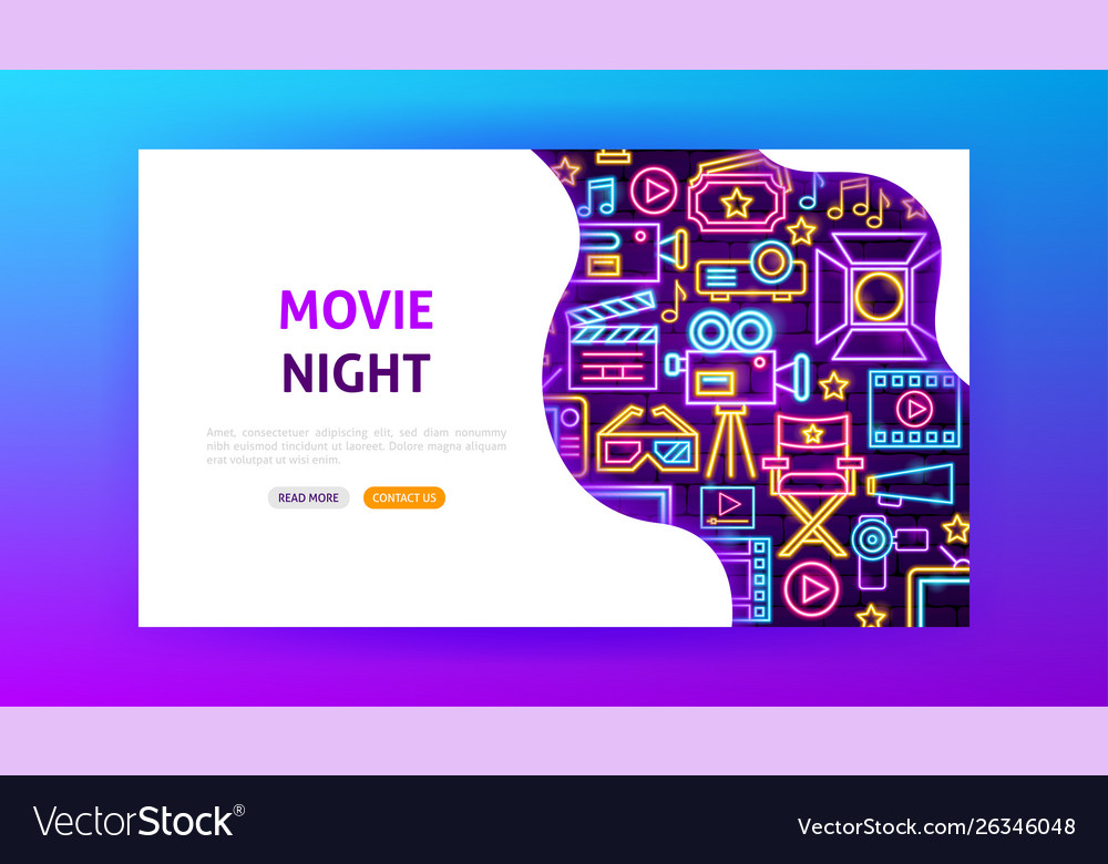 Movie night neon landing page