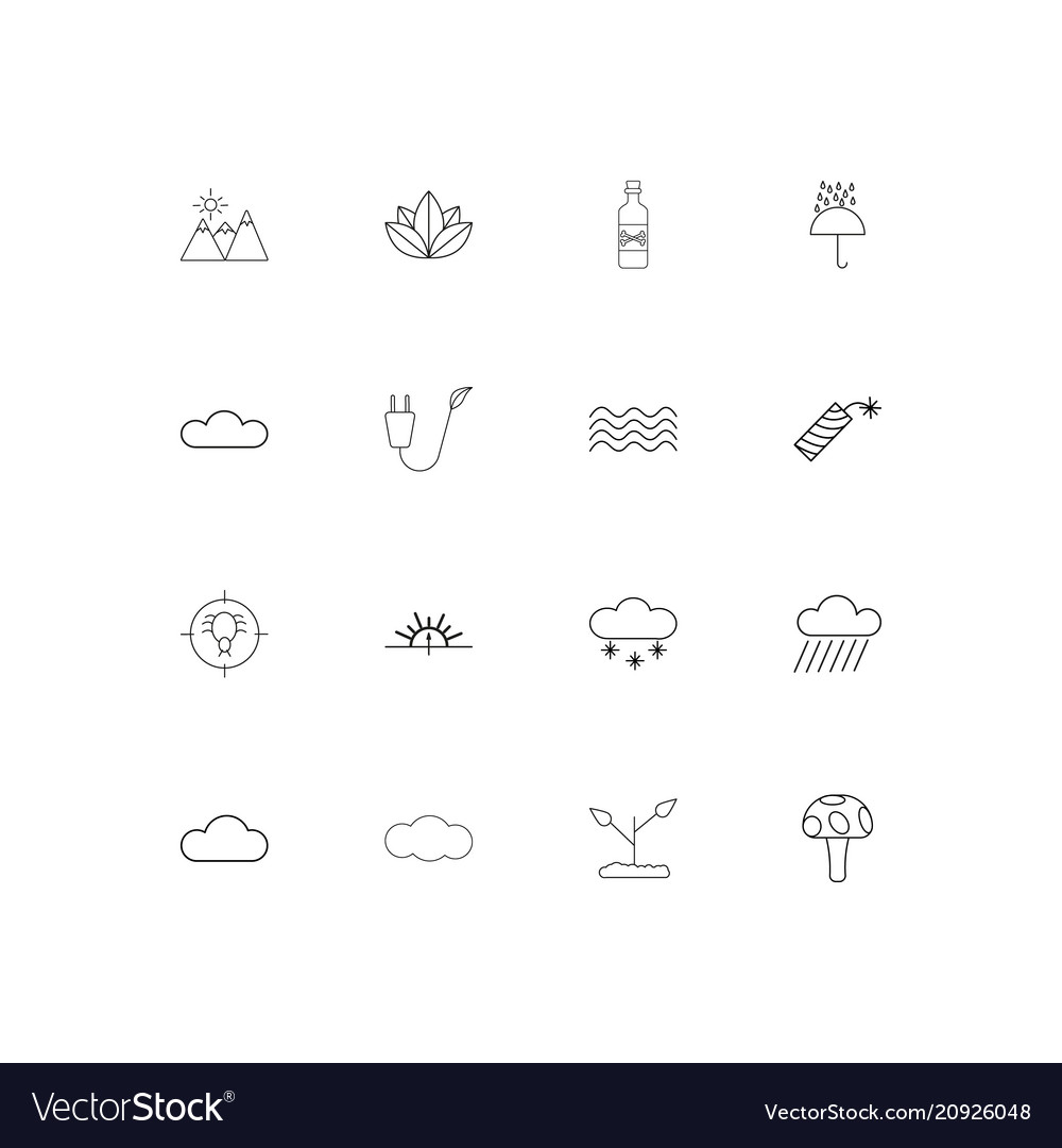 Nature linear thin icons set outlined simple