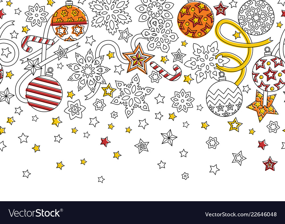 New year hand drawn outline festive seamless