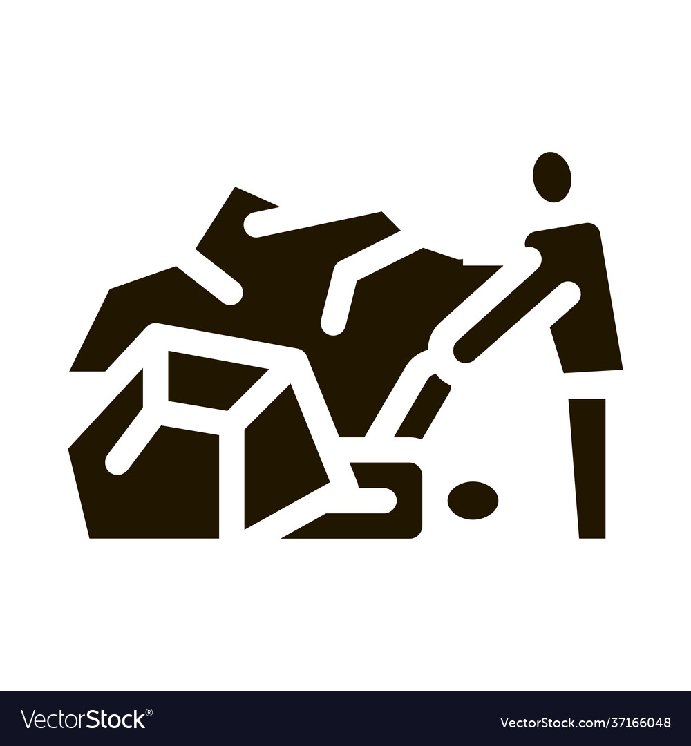 Saving human from rubble icon glyph Royalty Free Vector