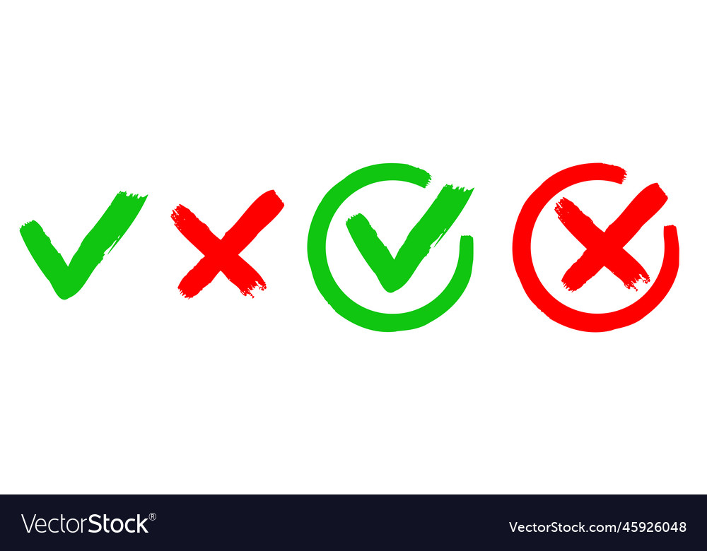 Set of icons check mark and cross