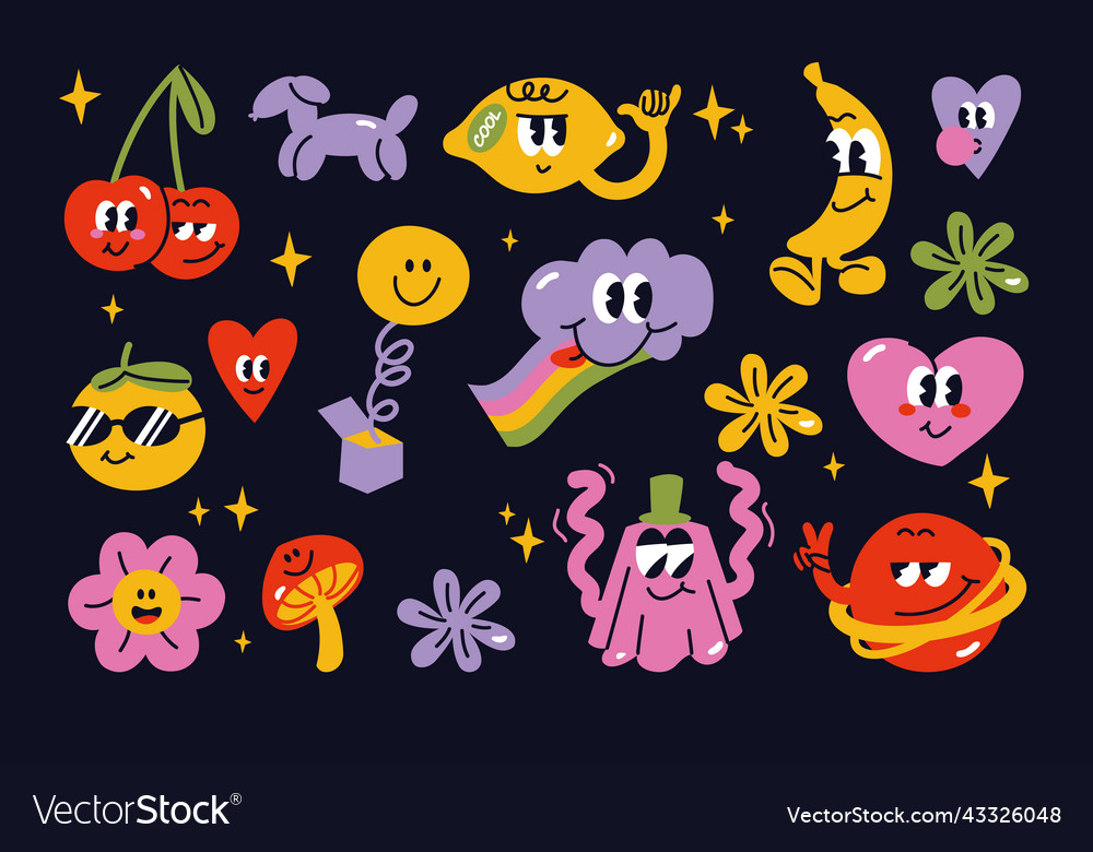Set with abstract funny vector image Set with abstract funny