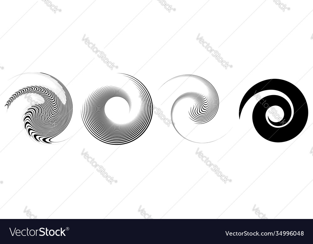 Spiral swirl twirl element set rotating circular vector image Spiral swirl twirl element set rotating circular
