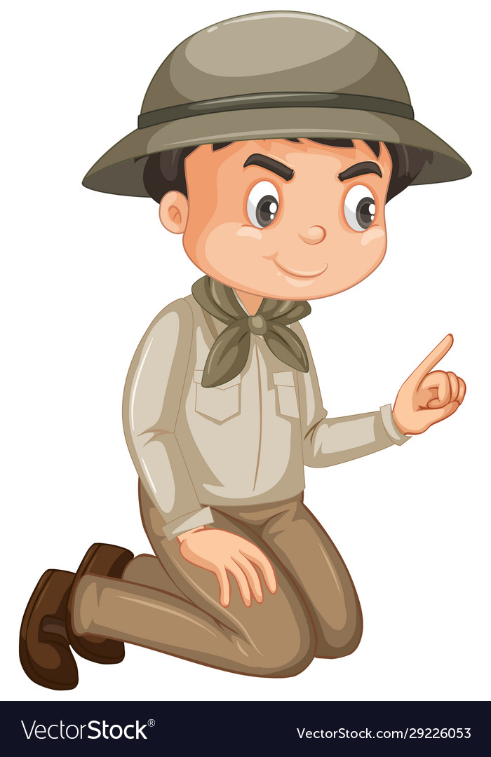 Boy wearing safari outfit on white background Vector Image