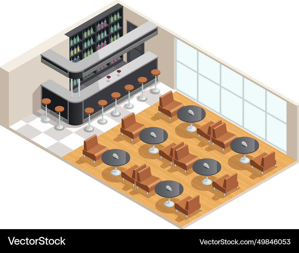 Cafe interior isometric Royalty Free Vector Image