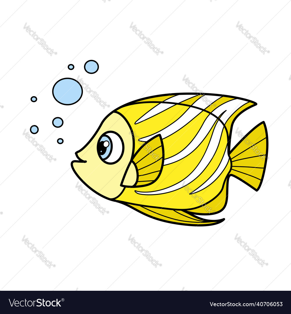 Cartoon big sea fish color variation for coloring Vector Image