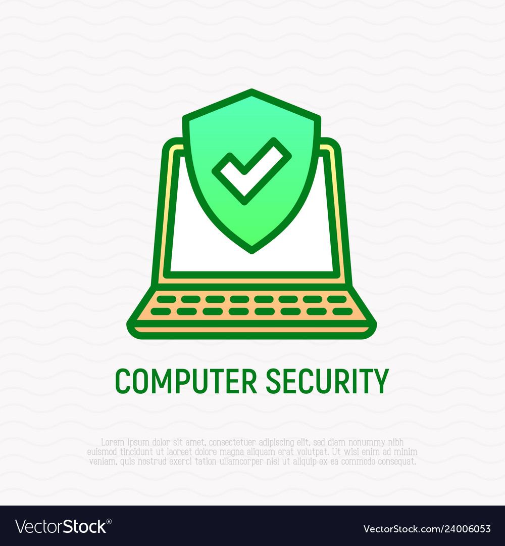 Computer security thin line icon