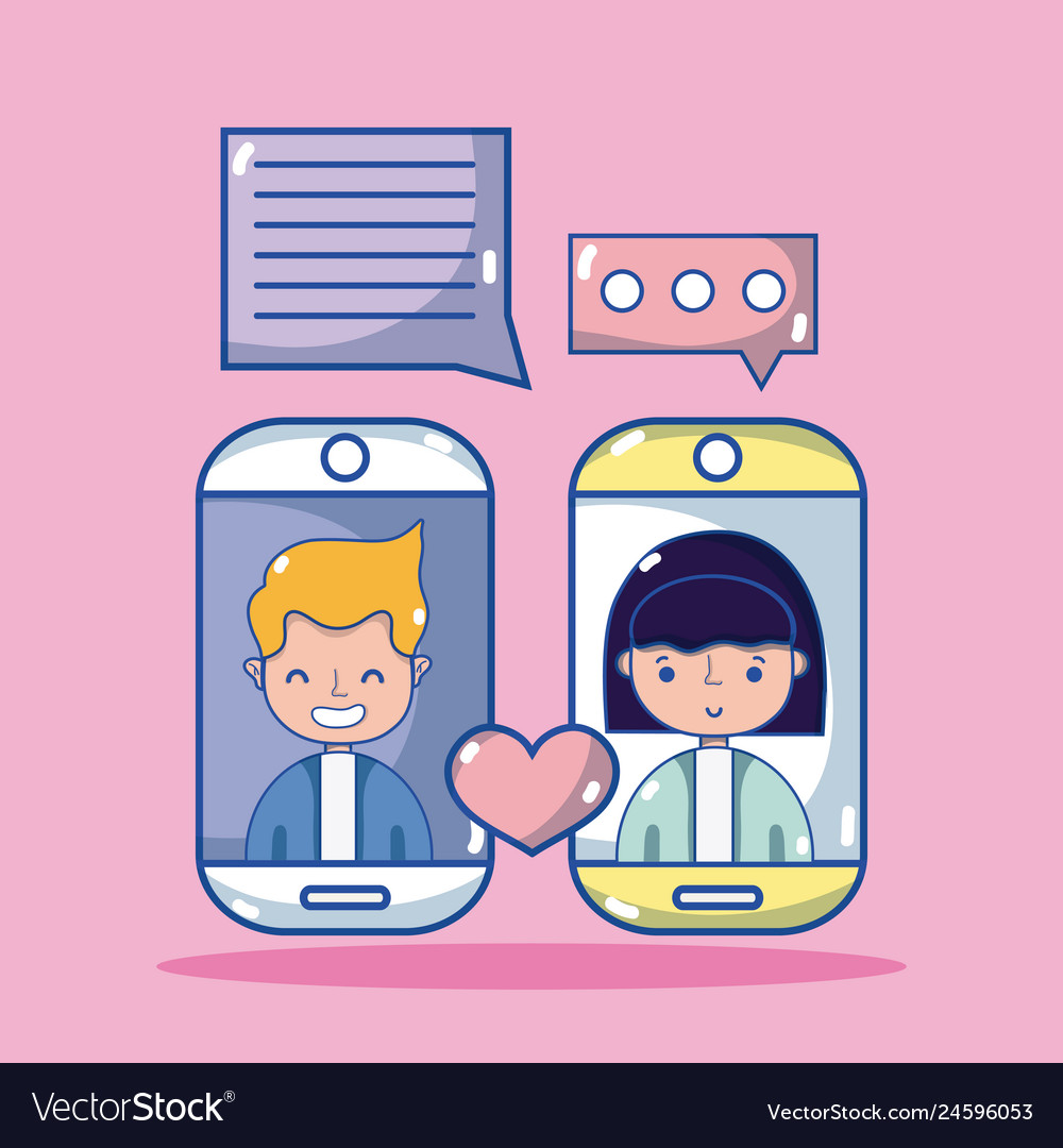 Cute Couple Chatting Cartoon Royalty Free Vector Image