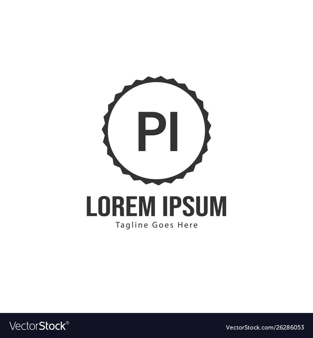 Initial pi logo template with modern frame